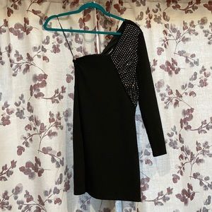 Women’s little black dress, one shoulder